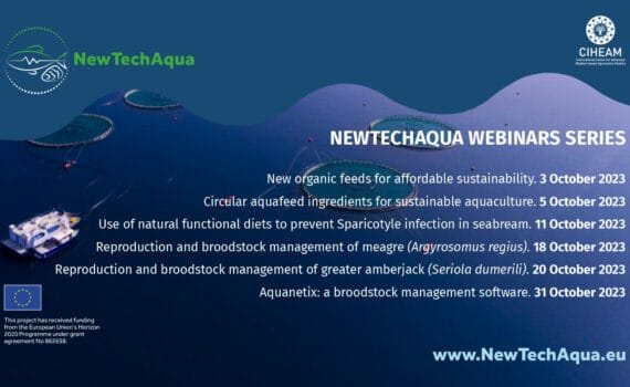 El proyecto europeo NewTechAqua lanza en octubre seis seminarios web gratuitos y de acceso abierto para abordar los retos de la acuicultura